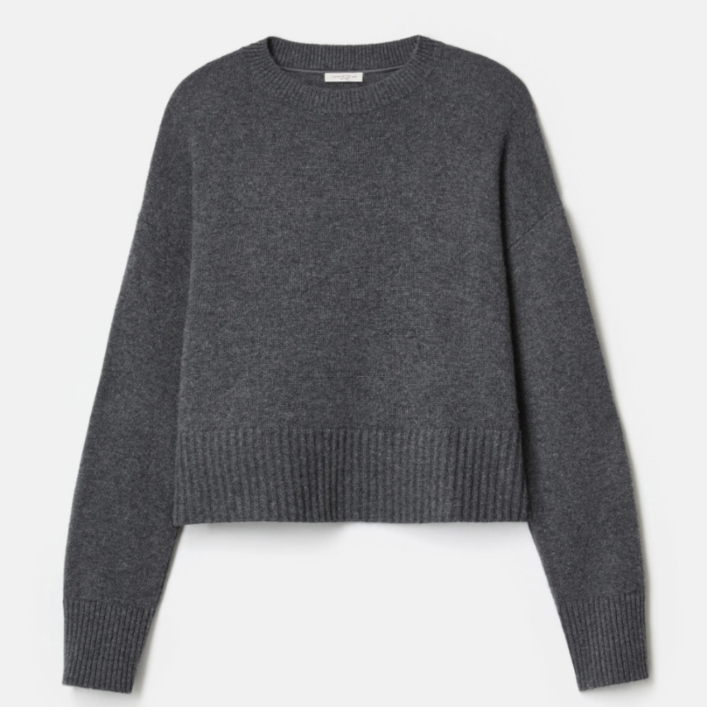 Gray Cashmere Crewneck Cropped Sweater Size M
